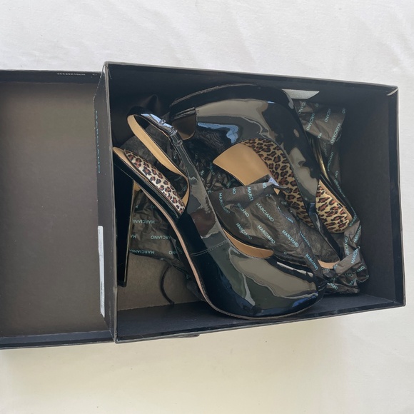 Marciano Black Patent Prep Toe Pump Slingback Heels Women’s Size 8M/38 EXC - Picture 13 of 16